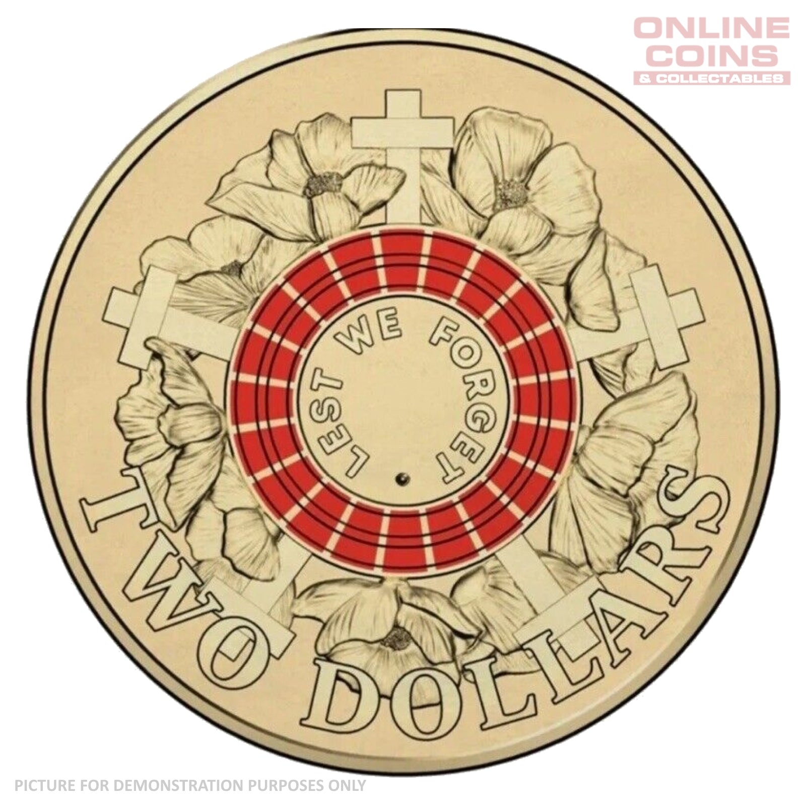 2015 Lest We Forget ANZAC Day $2 Coloured Circulating Loose Coin